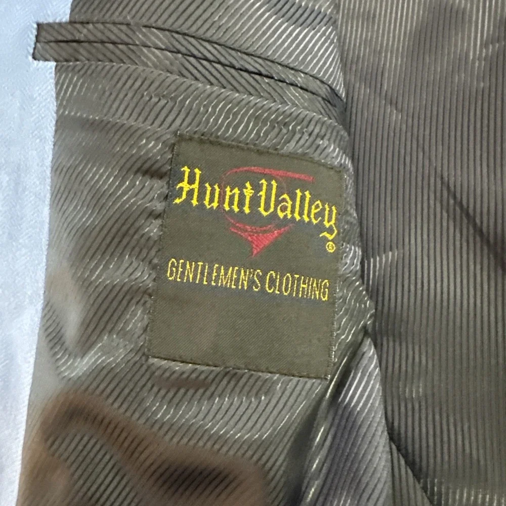 Hunt Valley 46L Portly Fit Blue Herringbone Silk Bamboo Blazer Sport Coat Jacket